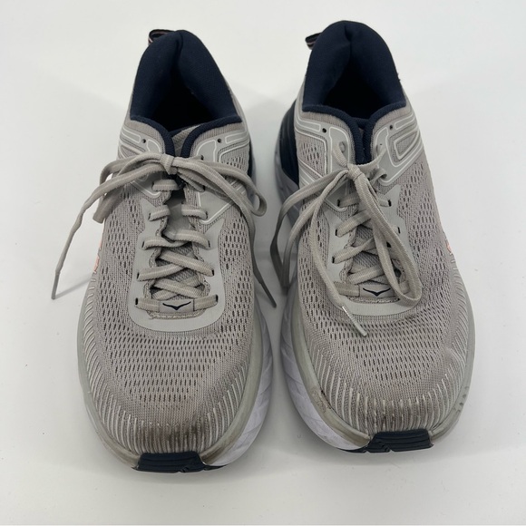 Hokas Bondi 7 Gray Lace Up Running Athletic Athleisure Sneakers Women's 8 - Picture 3 of 13